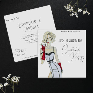 Moderne Vintage Huis Verwarmings Cocktailparty Pin Kaart