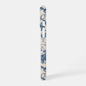 Moderne Vintage Ivoorkleurige Marineblauwe Bloemmo iPhone 16 Hoesje (Linkerkant)