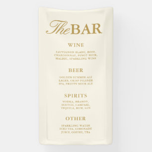 Moderne Vintage Ivoren Trouw Bar Menu Ontvangst Spandoek