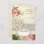 Moderne Vintage Kant Thee Gebruind Hydrangea en Ro (Voorkant / Achterkant)