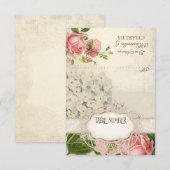 Moderne Vintage Kant Thee Gebruind Hydrangea en Ro Kaart (Voorkant / Achterkant)