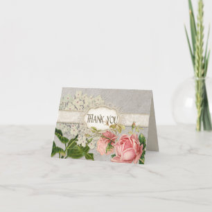 Moderne Vintage Kant Thee Gekleurde Hortensia en R Bedankkaart