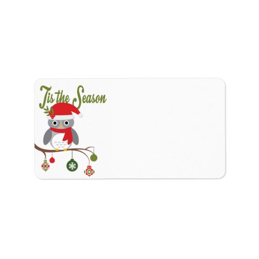 Moderne vintage kerst bosrijke uil etiket (Voorkant)