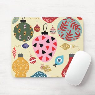 Moderne vintage kerst ornamenten Roze Blauw Rood Muismat