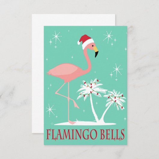 MODERNE VINTAGE KERSTFLAMINGO KAART (Voorkant / Achterkant)