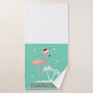 MODERNE VINTAGE KERSTMIS FLAMINGO BADHANDDOEK