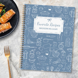 Moderne Vintage Keuken Gereedschap Cute Doodle Rec Notitieboek