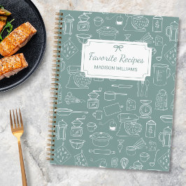 Moderne Vintage Keuken Gereedschap Cute Doodle Rec Notitieboek
