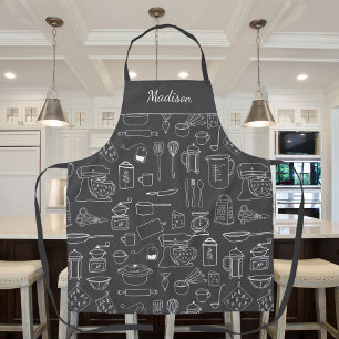 Moderne Vintage Keuken Gereedschap Cute Doodle Schort