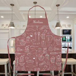 Moderne Vintage Keuken Gereedschap Cute Doodle Schort
