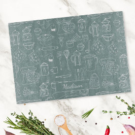 Moderne Vintage Keuken Gereedschap Cute Doodle Snijplank