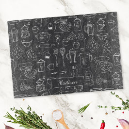 Moderne Vintage Keuken Gereedschap Cute Doodle Snijplank