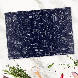 Moderne Vintage Keuken Gereedschap Cute Doodle Snijplank