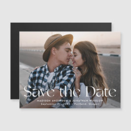 Moderne Vintage Lettering Foto Save the Date Magnetische Uitnodiging
