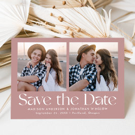 Moderne Vintage Lettering Stof Roze 2 Foto Save The Date