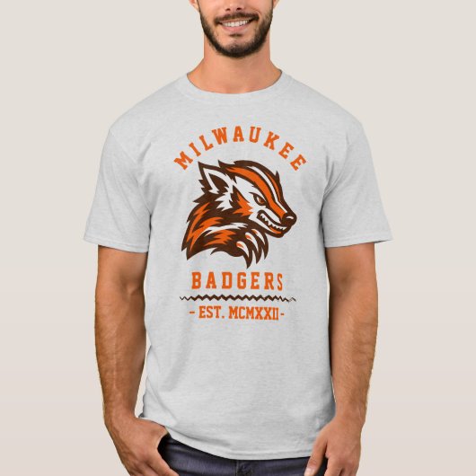 Moderne Vintage Milwaukee Badgers Est. T-shirt (Voorkant)