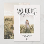 Moderne Vintage Monogram Foto Save The Date (Voorkant / Achterkant)
