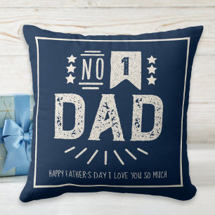 Moderne Vintage Navy Blauwe Crème Beste Vaderdag Kussen