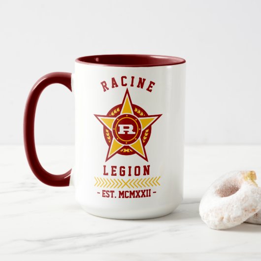 Moderne Vintage Racine Legion Est. Mok (Met donut)