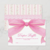 Moderne Vintage Roze Strik Luier Raffle Informatiekaartje (Voorkant / Achterkant)