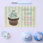 moderne vintage turquoise bakkerij dessert cupcake flyer (Enkel)