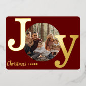 Moderne Vintage Typemachine Familie Kerst Foto Folie Feestdagenkaart (Voorkant)