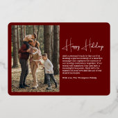 Moderne Vintage Typemachine Familie Kerst Foto Folie Feestdagenkaart (Achterkant)