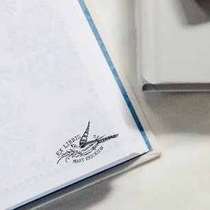 Moderne Vintage Vogel, Bibliotheek Ex Libris Boek  Rubberstempel