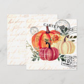 Moderne vintage waterverf pompoenen Thanksgiving Feestdagenkaart (Voorkant / Achterkant)