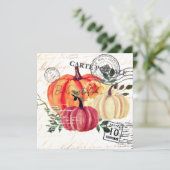 Moderne vintage waterverf pompoenen Thanksgiving Feestdagenkaart (Staand voorkant)