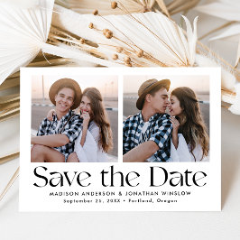 Moderne Vintage Zwarte Lettertype 2 Foto Save The Date