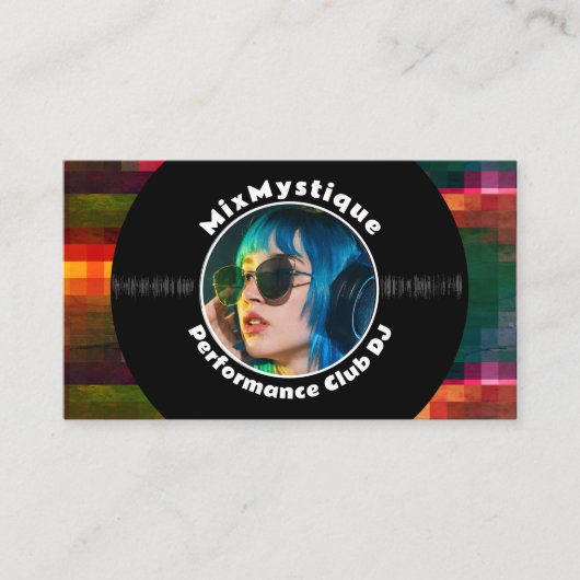 Moderne Vinyl Record DJ Foto Visitekaartje (Voorkant)