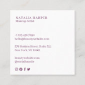 Moderne Violet & Champagne Glitter Schoonheid Make Vierkante Visitekaartje (Achterkant)