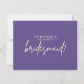 Moderne Violet Gele Bruidsmeisje Voorstelkaart (Voorkant)