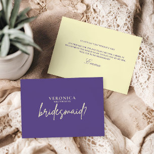 Moderne Violet Gele Bruidsmeisje Voorstelkaart