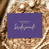 Moderne Violet Gele Bruidsmeisje Voorstelkaart