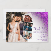 Moderne Violet Magenta Paarse QR-code Retro Glitte Bedankkaart (Voorkant)