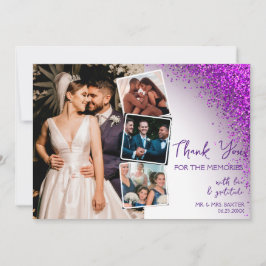 Moderne Violet Magenta Paarse QR Code Retro Glitte Bedankkaart