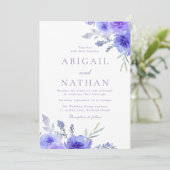 Moderne Violet Paarse Bloemen Huwelijk Kaart (Staand voorkant)