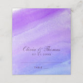 Moderne Violet Paarse Waterverf bruiloft Monogram Plaatskaartje (Buitenkant ongevouwen)
