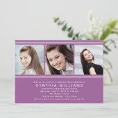 Moderne Violet Photo Collage Graduation Party Kaart (Staand voorkant)