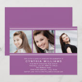 Moderne Violet Photo Collage Graduation Party Kaart (Voorkant / Achterkant)
