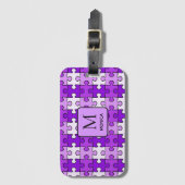 Moderne Violet Puzzel Stukken Monogram Bagagelabel (Voorkant (verticaal))
