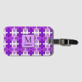 Moderne Violet Puzzel Stukken Monogram Bagagelabel (Voorkant (horizontaal))