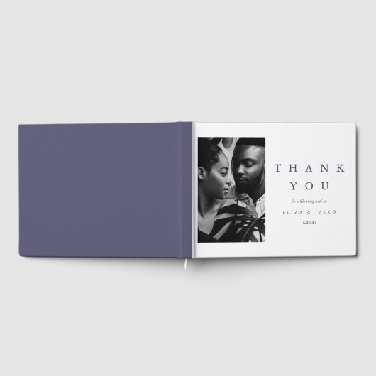 Moderne Violet Typografie Foto Bruiloft Gastenboek (Volledig)