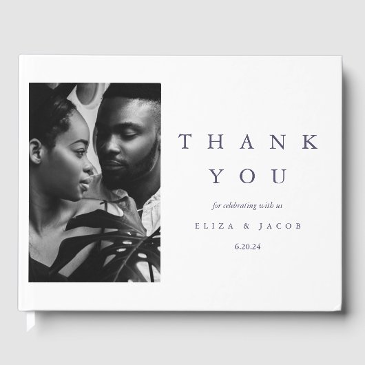 Moderne Violet Typografie Foto Bruiloft Gastenboek (Voorkant)