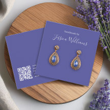 Moderne Violet Witte QR-code Oorbellen Displaykaar