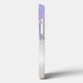 Moderne violetglitterschijven, zilver, monogram Case-Mate iPhone case (Achterkant / Links)