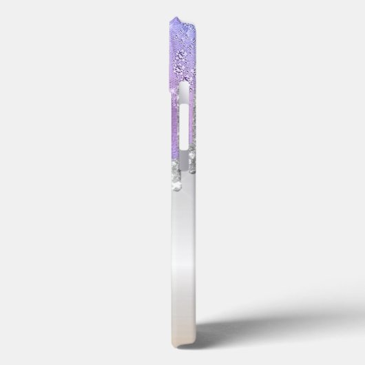 Moderne violetglitterschijven, zilver, monogram Case-Mate iPhone case (Achterkant / Links)