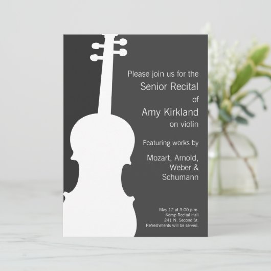 Moderne Viool / Viola Overweging Uitnodiging (Staand voorkant)
